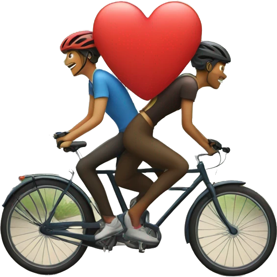 Two persons  biking wih a heart above there  emoji