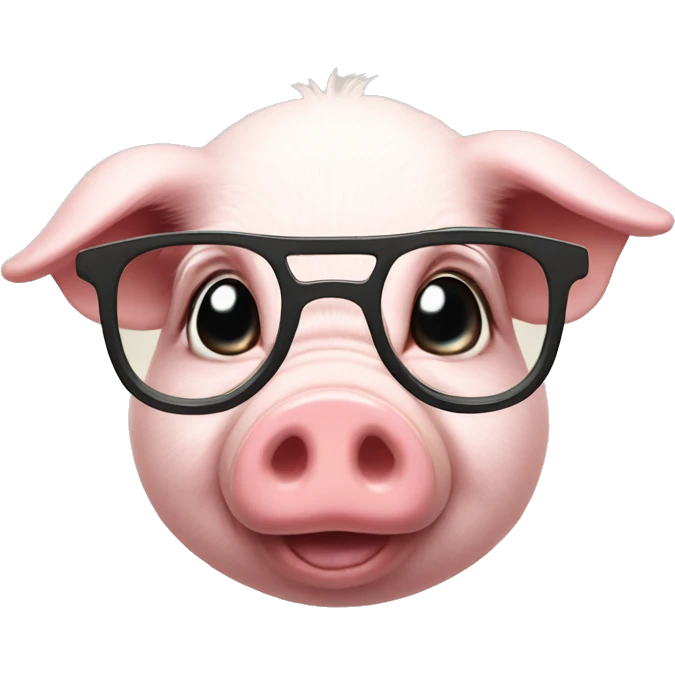 Piglet in glasses emoji