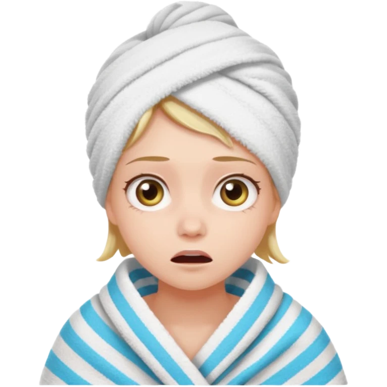 scared clean girl with bath towels emoji