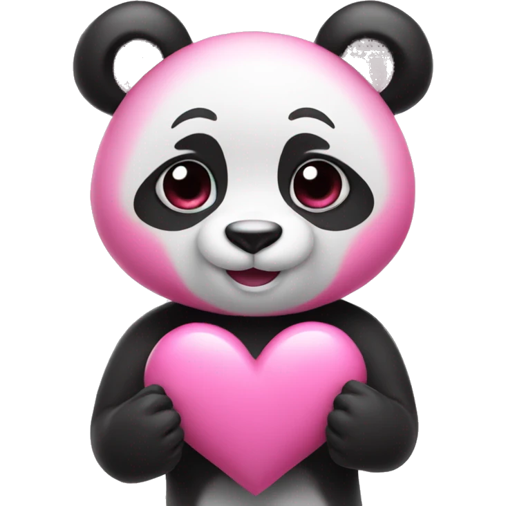 pink panda doing heart hands  emoji