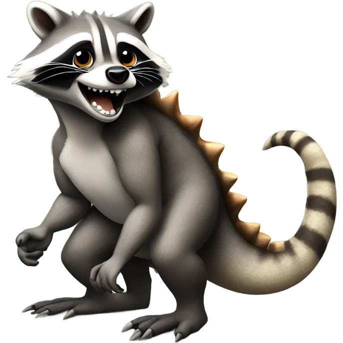 Racoon riding a dinosaur  emoji