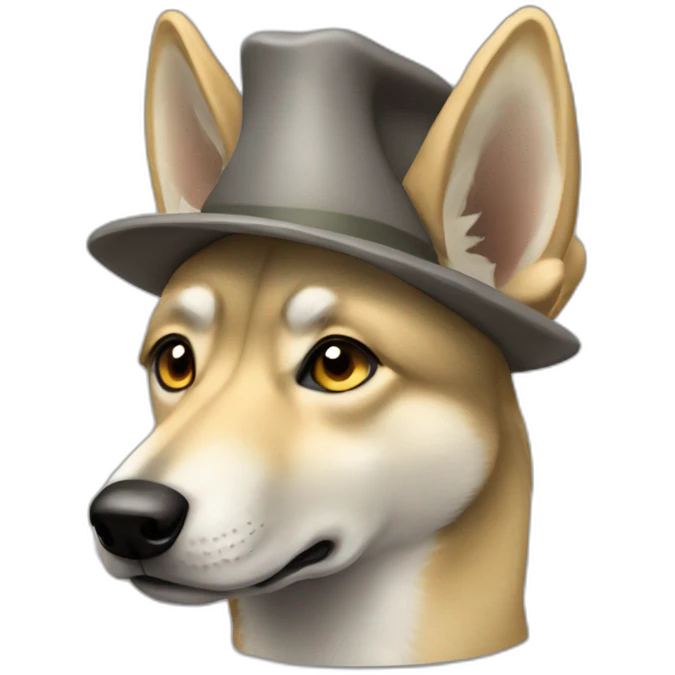 Czechoslovakian wolfdog wearing a hat emoji