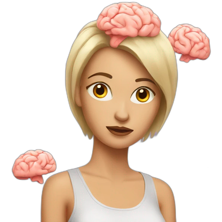 a woman in a tank top with a scattered brain emoji