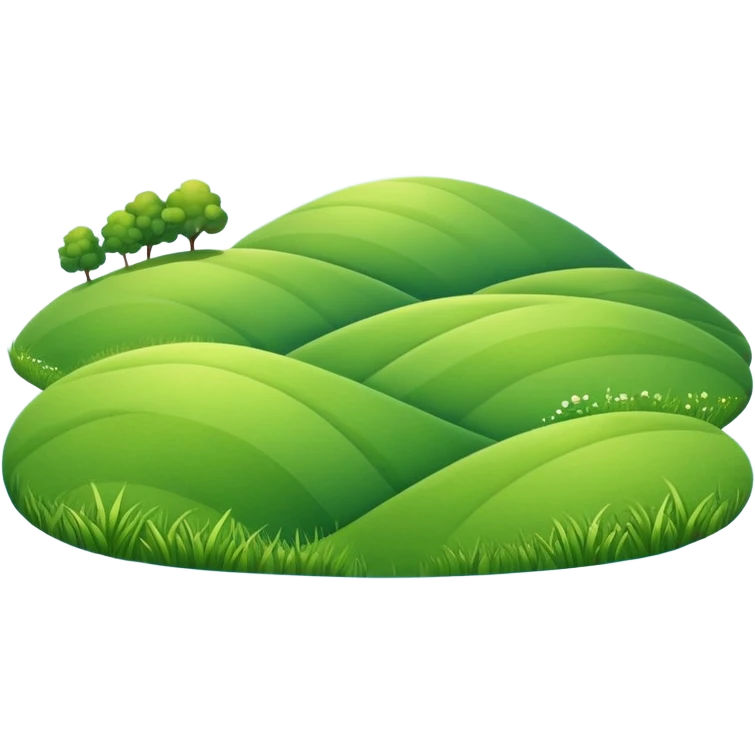 sunny landscape with rolling hills, green grass, and blue sky emoji