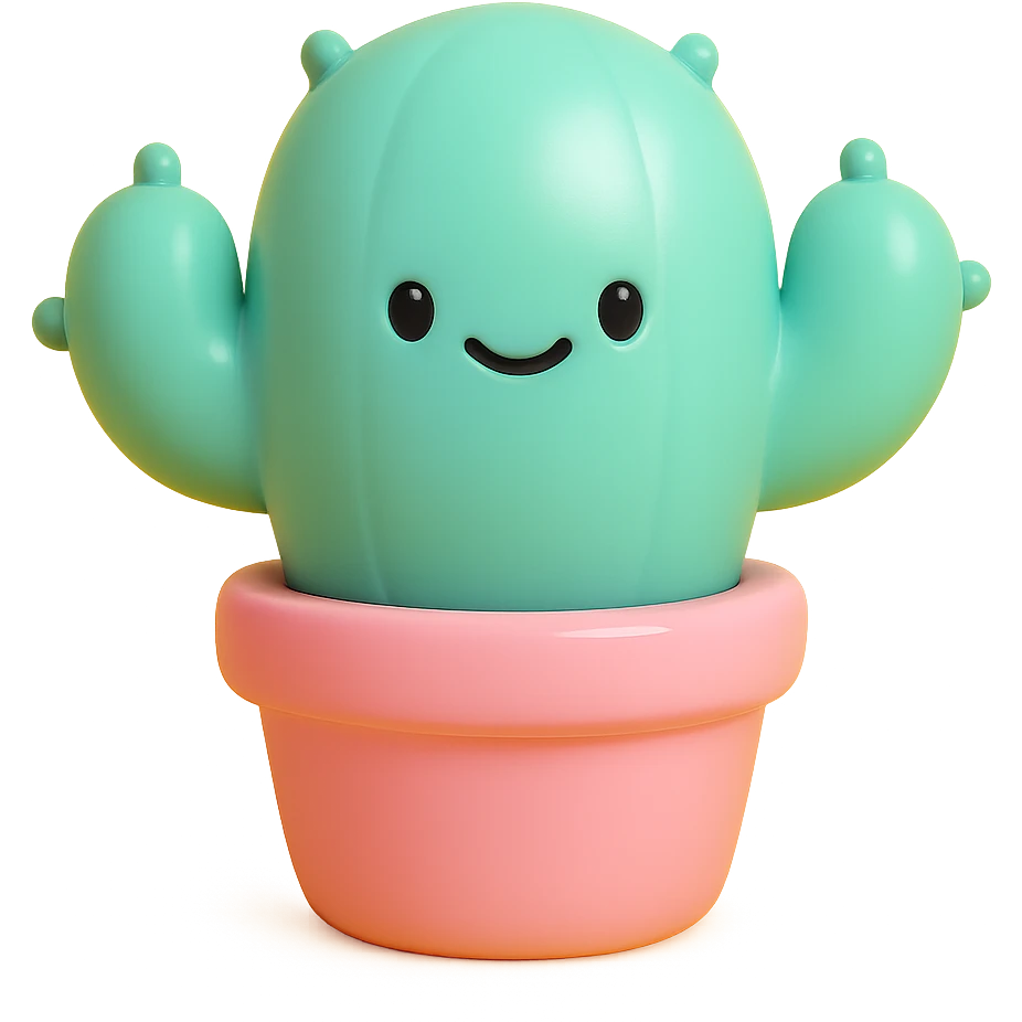 a smiling cactus in a pot vinyl figure style emoji