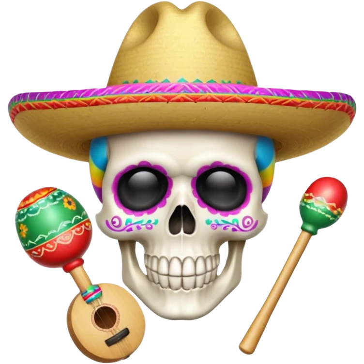 Skull wearing a sombrero with maracas  emoji