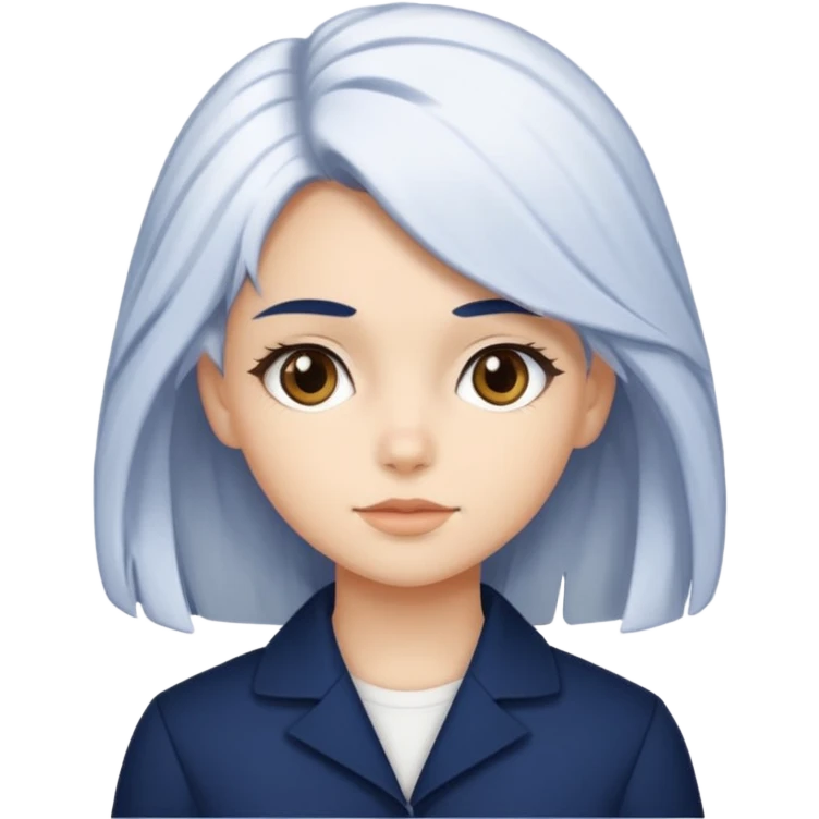 Girl with navy and white calico hair emoji