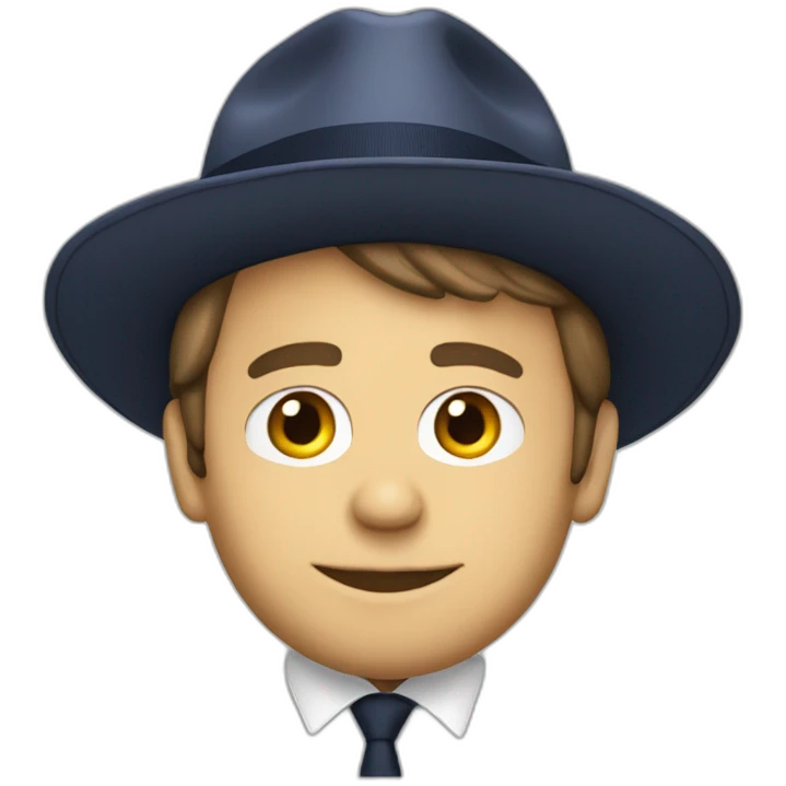 Macron avec un chapeau emoji