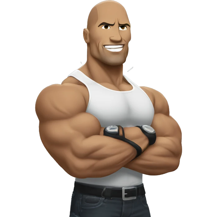 the rock double biceps with lightning bolts emoji