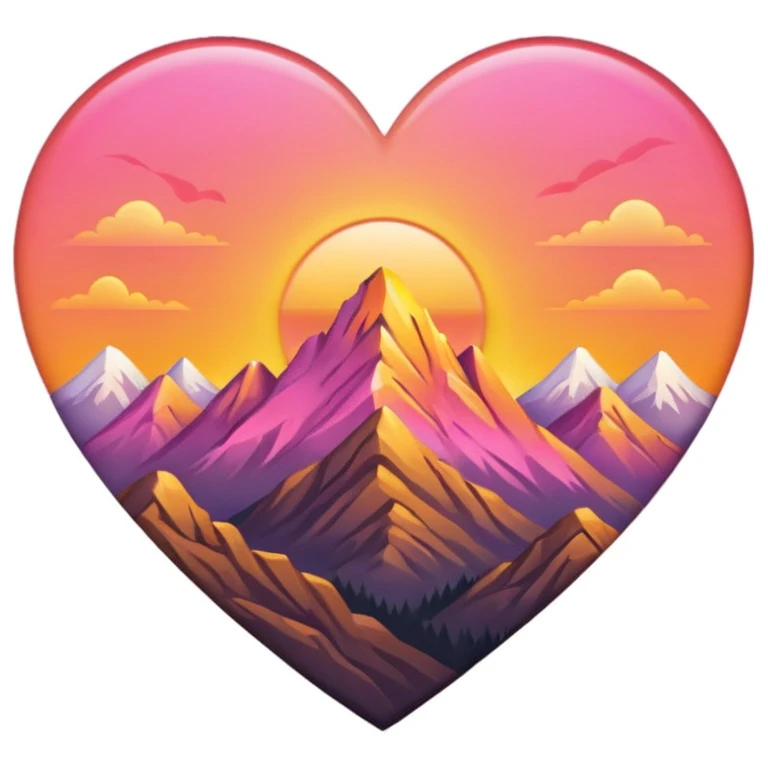 mountain sunrise themed heart emoji