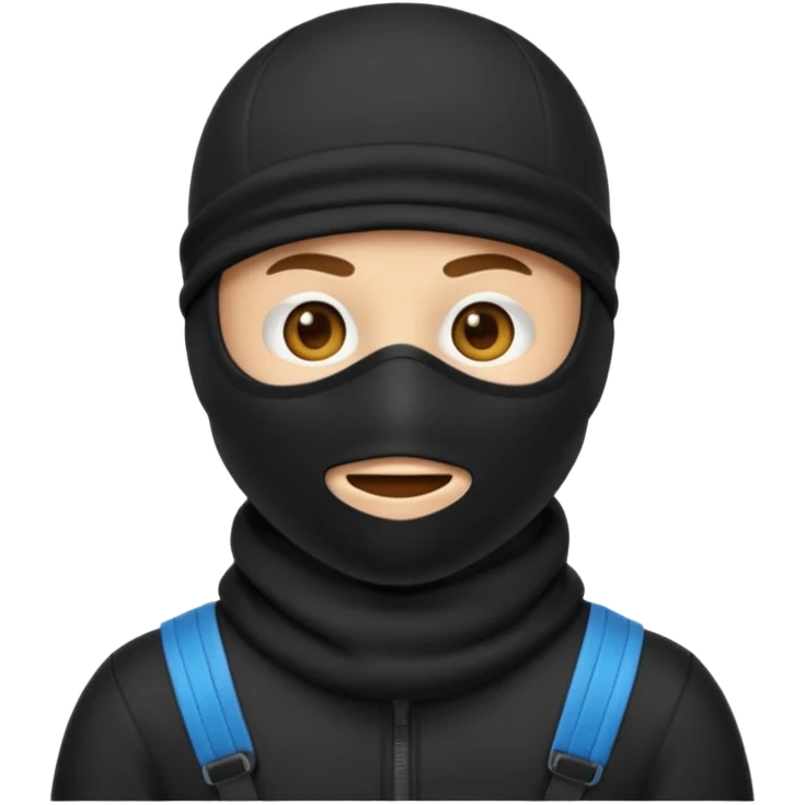 Create an emoji wearing a black ski mask not a creepy big smile though  emoji