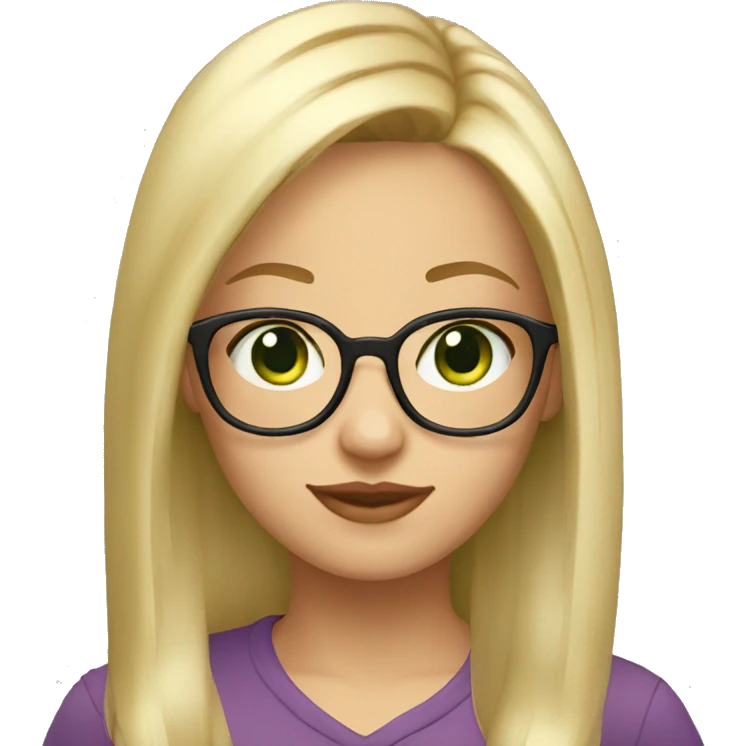 Big girl blonde hair glasses green eyes straight hair emoji