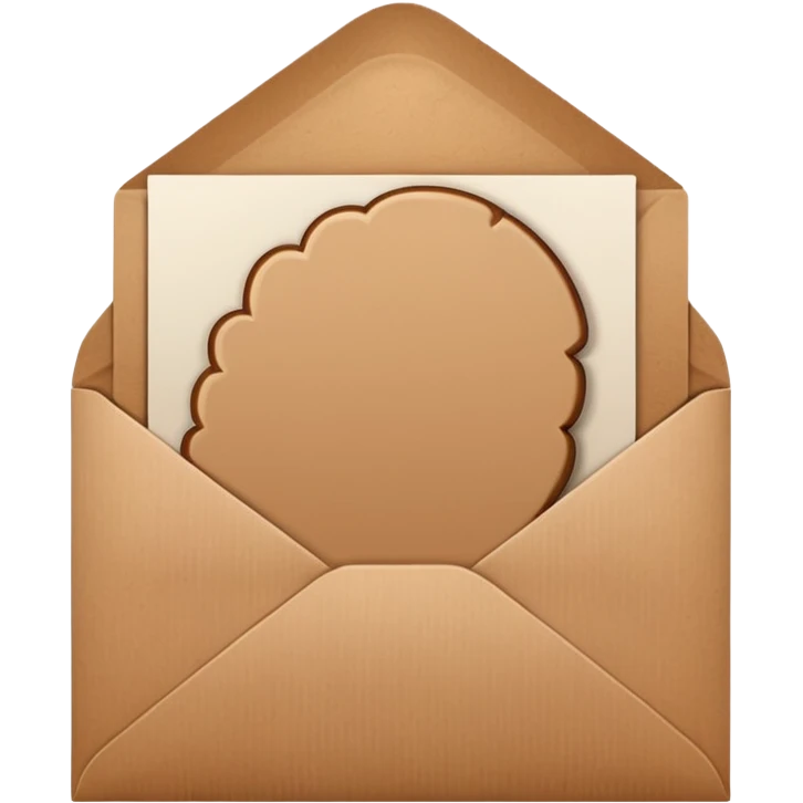 blank greeting card open with brown envelope next to it emoji