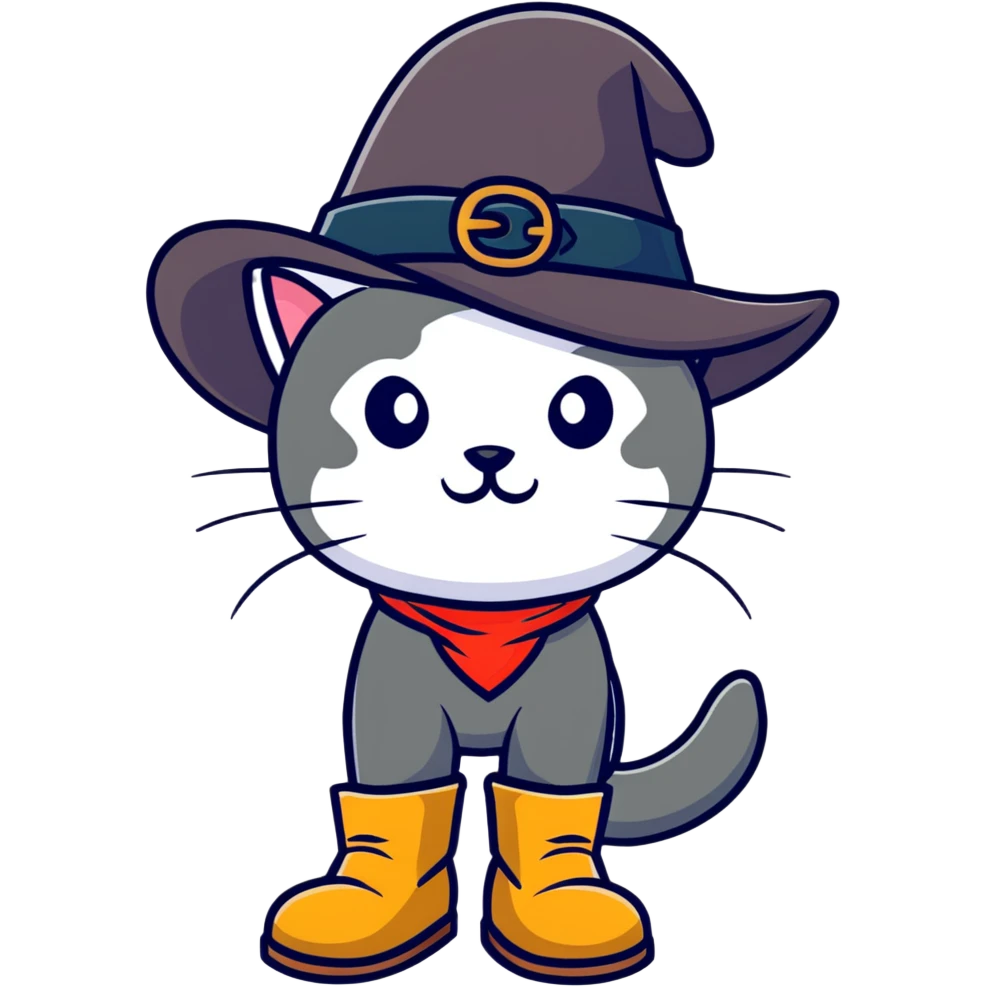 Puss in Boots with a hat and boots emoji