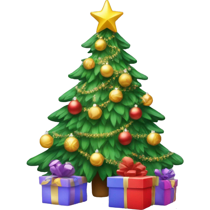 Pretty Christmas tree with presents  emoji