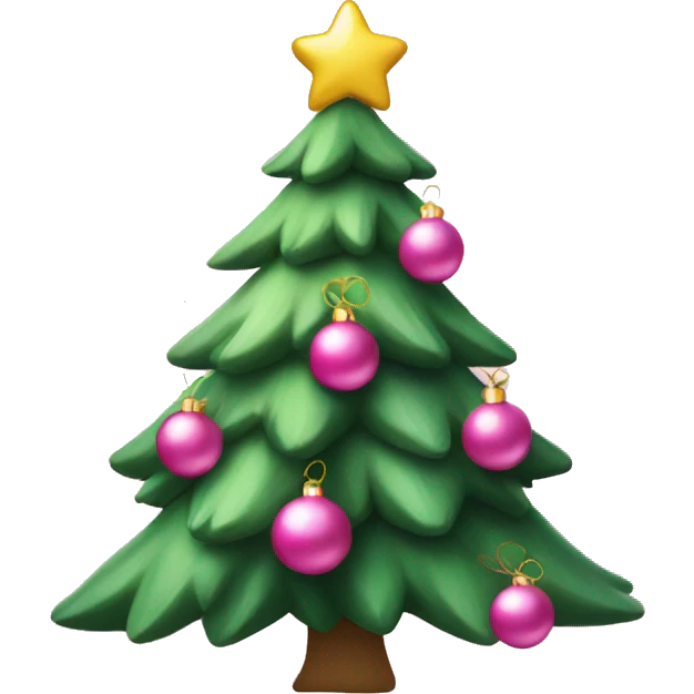 cute christmas tree with pink ornaments  emoji