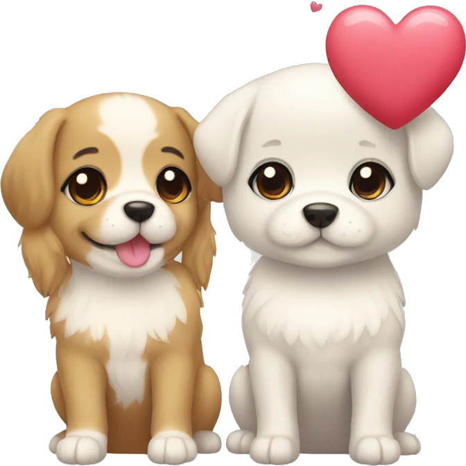 cute kawaii dogs with heart emoji