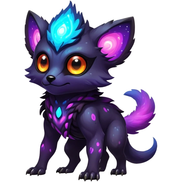 Epic Edgy Cute Colorful Vibrant Dark Nebula Modern Vernid-Protogen-creature-animal, full body emoji