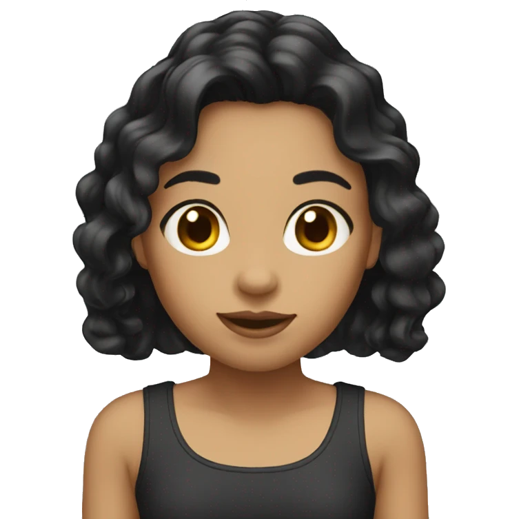 girl long black slightly wavy hair emoji