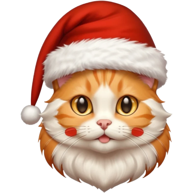 Light orange tabby kitty in a Santa hat emoji
