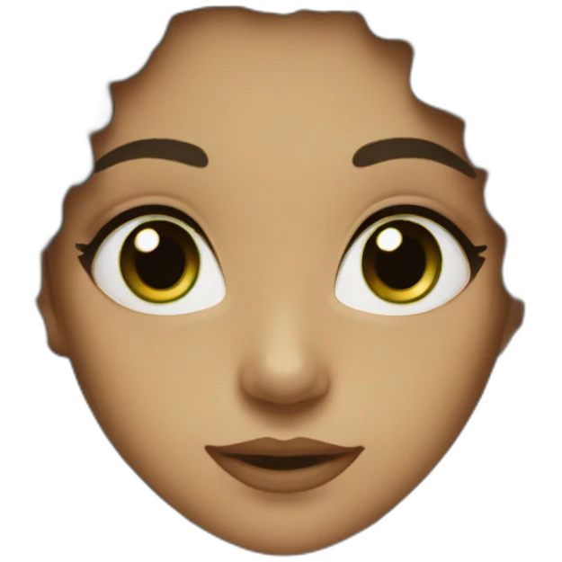 Tan girl with dark curls and sage green eyes emoji