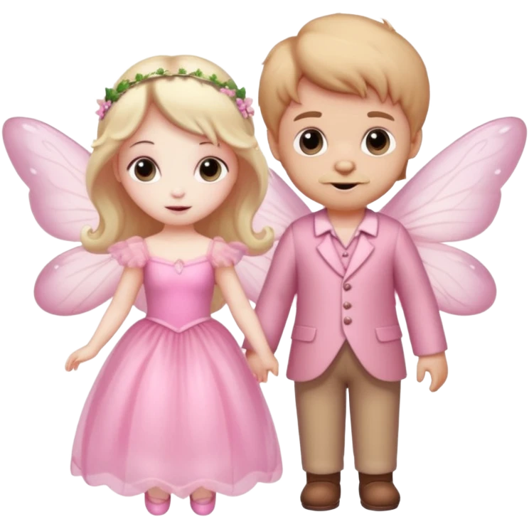 Teddy and fairy as a couple fairy in pink dress emoji