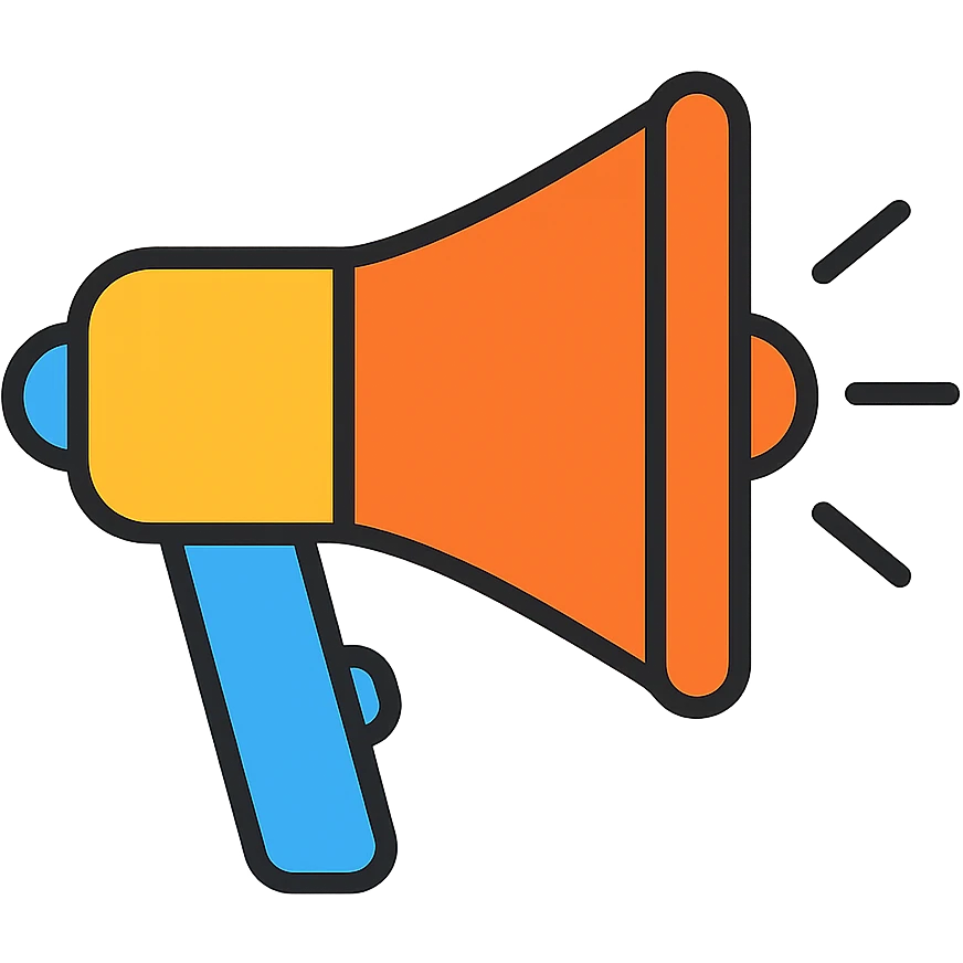 A colorful megaphone or announcement bullhorn with handle emoji