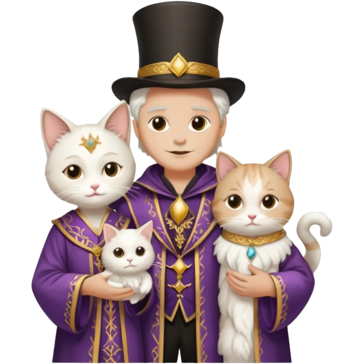 magician couple and their pet cat emoji