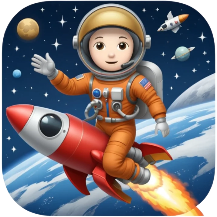 astronaut straddling a rocket taking off into space emoji