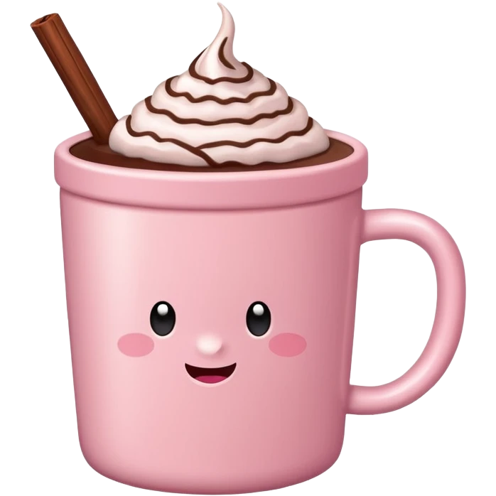 a regular light pink cup with hot chocolate in it, no designs emoji