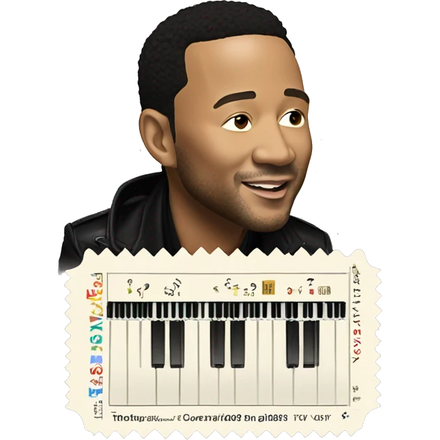 john legend sitting at the piano with 2 concert tickets emoji