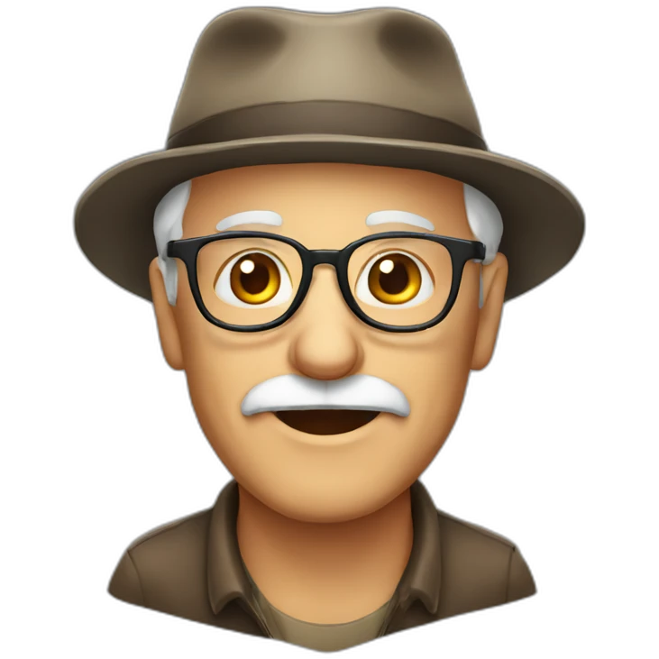 Old man, cap, glasses emoji