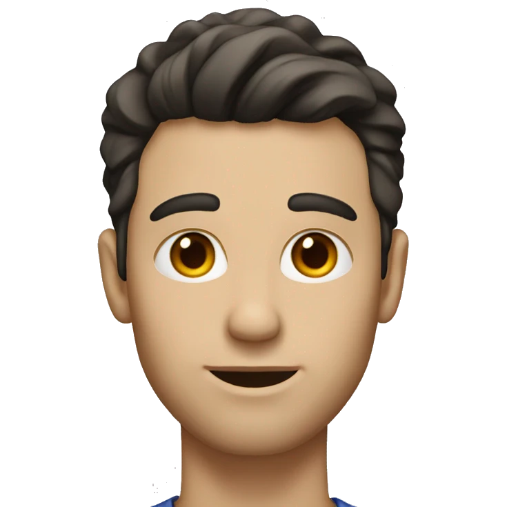 white man with dark hair, slight stubble, small earring on his left ear emoji