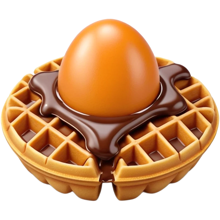 3D rendered hyper-realistic chocolate Hong Kong egg waffle, rich brown color, glossy bubbles with detailed texture, candy-like sheen, playful presentation, soft illumination emoji