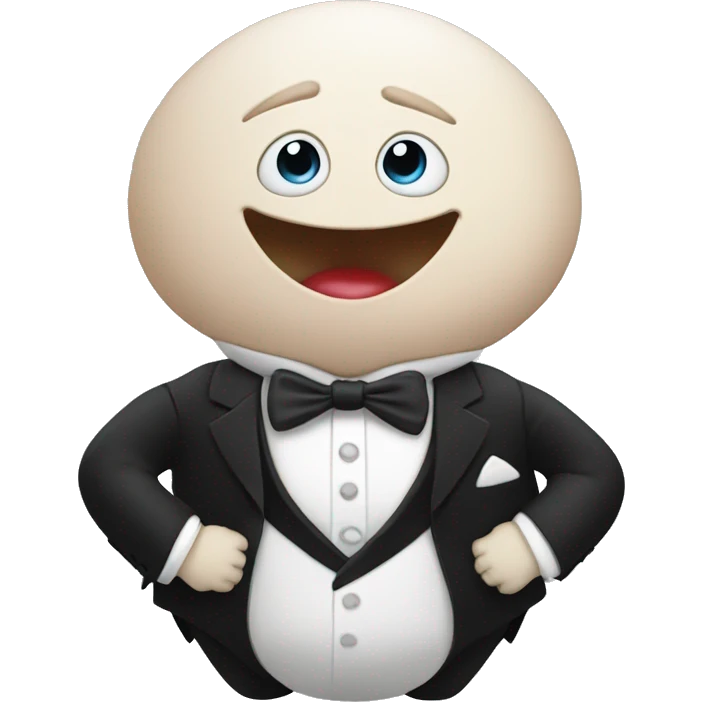 Humpty Dumpty wearing a tuxedo emoji