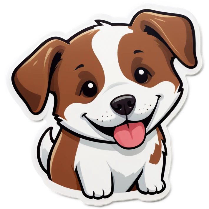 Smiling brown and white dog emoji