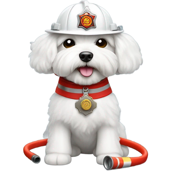 Maltese Bichon working as a firefighter emoji