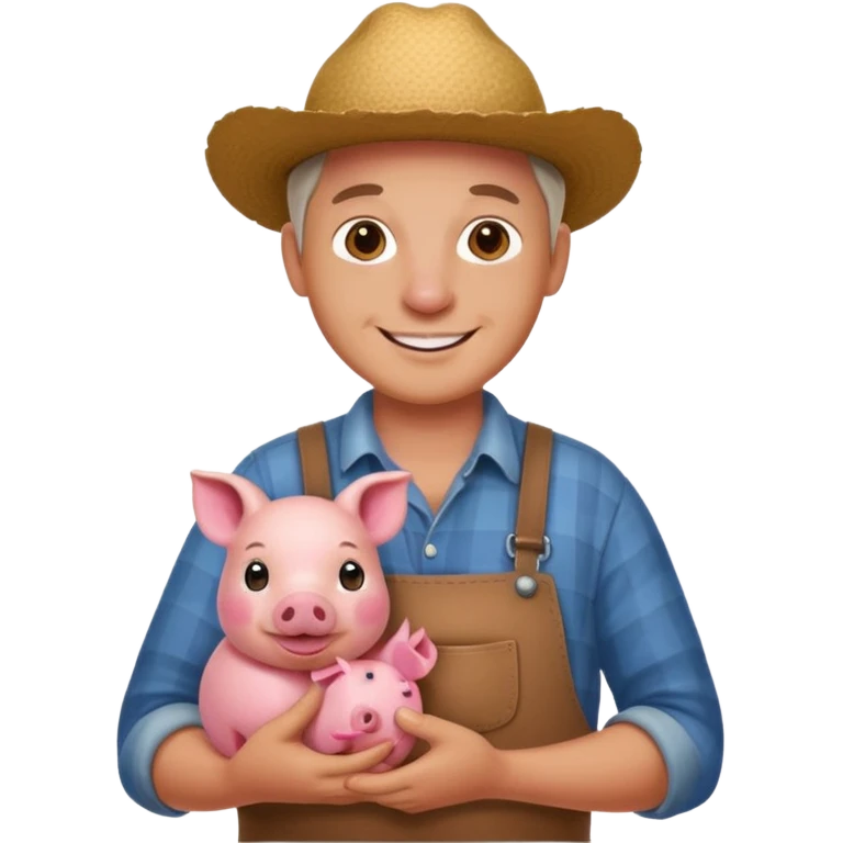 farmer hold a pet pig emoji