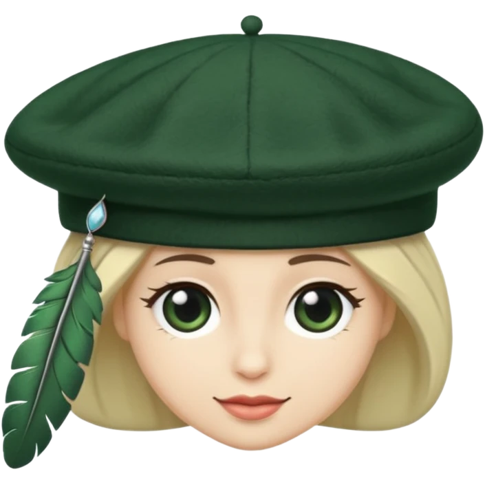 beret with a small feather emoji