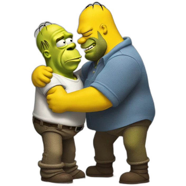 shrek and homer simpson hugs emoji
