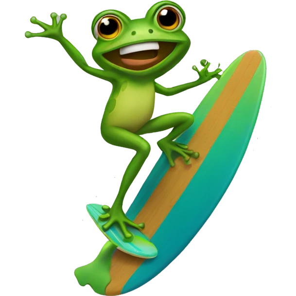 frog surfboarding  emoji