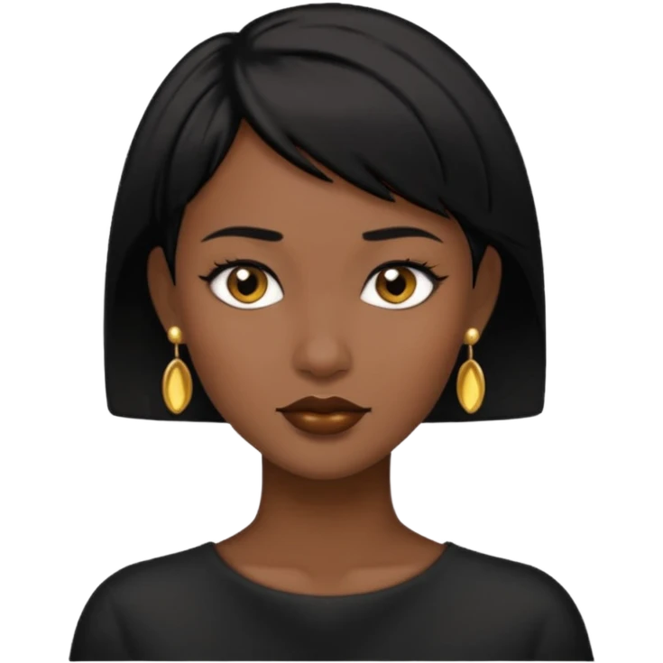 woman with black short hair and gold earring and black skin emoji