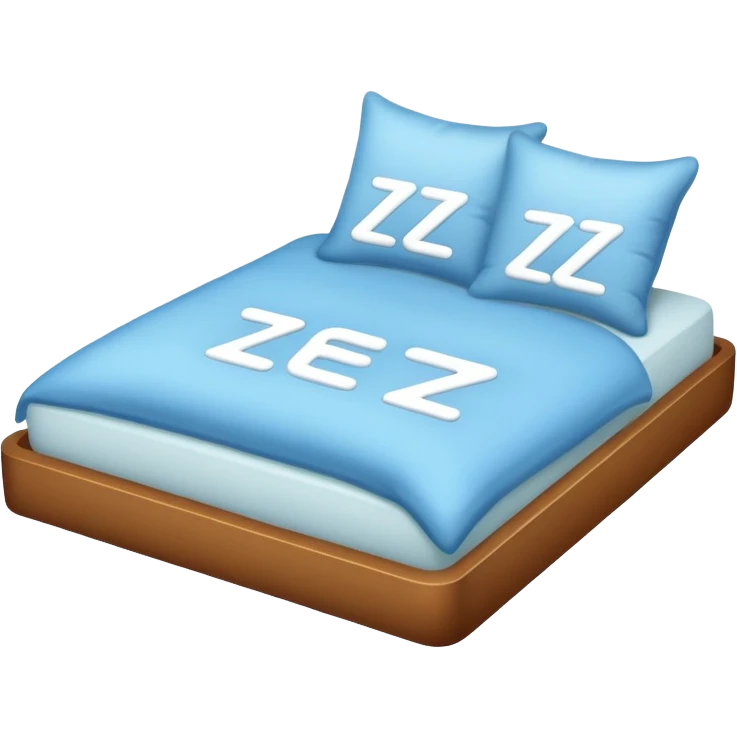 a bed with a pillow and Zzz symbols, simple and inviting emoji