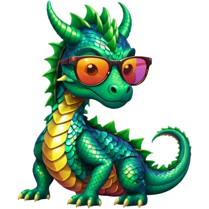 colorful dragon wearing sunglasses emoji
