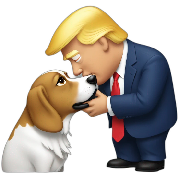 trump kissing a dog emoji