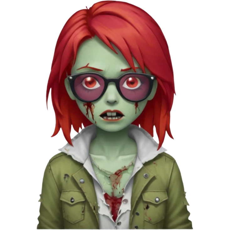 Zombie girl with red hair and sun glasses emoji