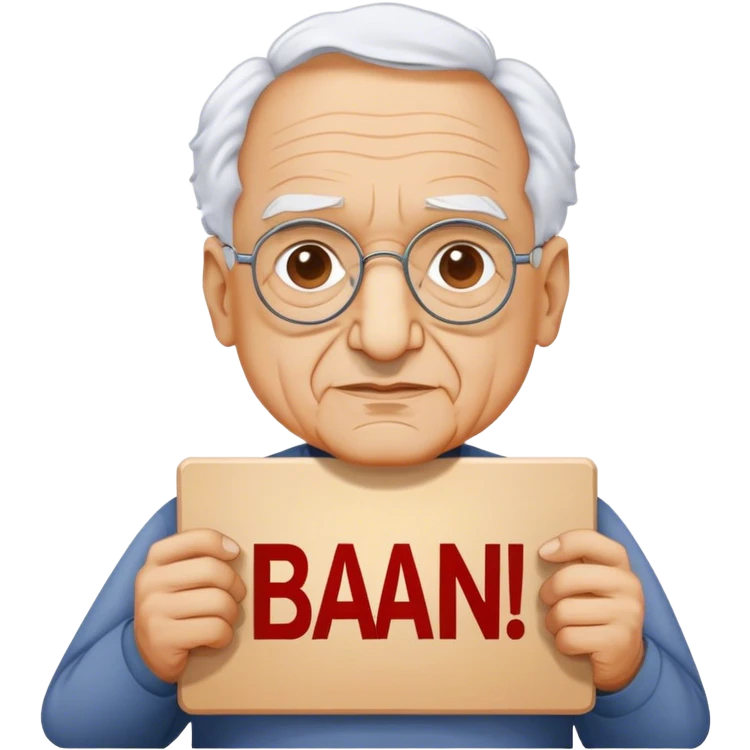 Frank Gehry with a "Ban AI" sign emoji