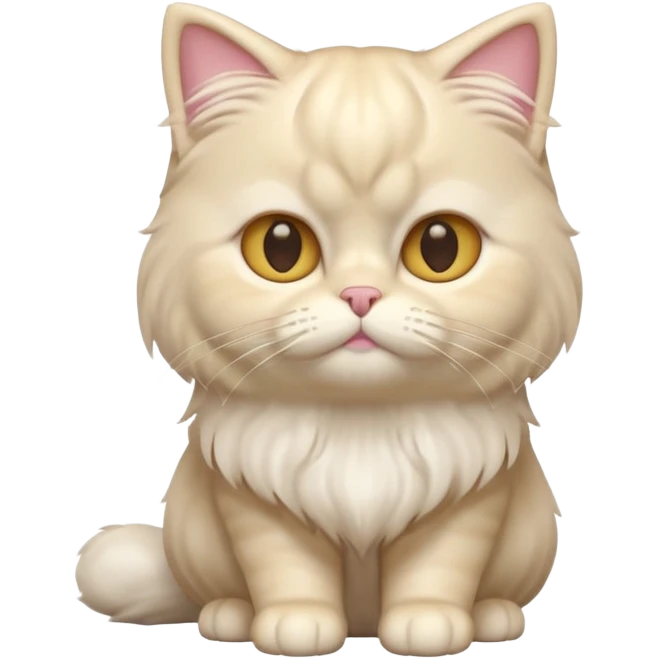 A 3D cartoon Persian cat with soft cream-white long fur, round face, golden eyes, gentle expression, cinematic Memoji-style lighting. full body or half body. emoji