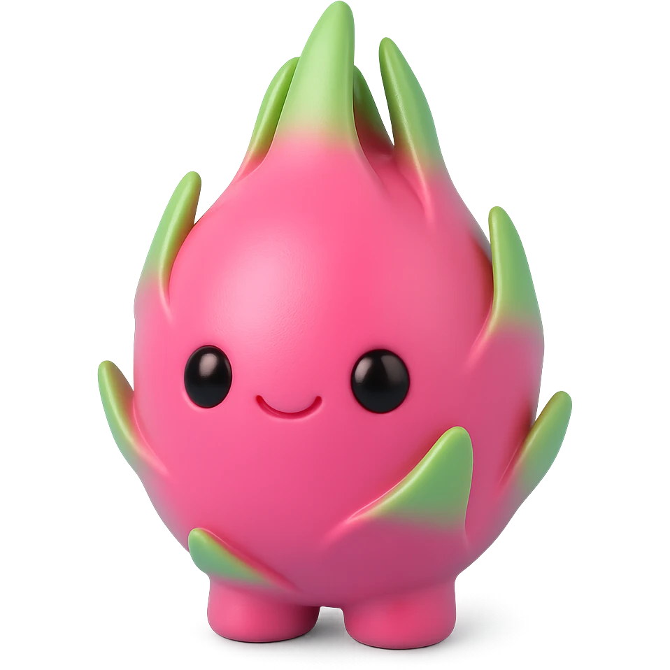 realistic dragon fruit, vinyl figure style emoji