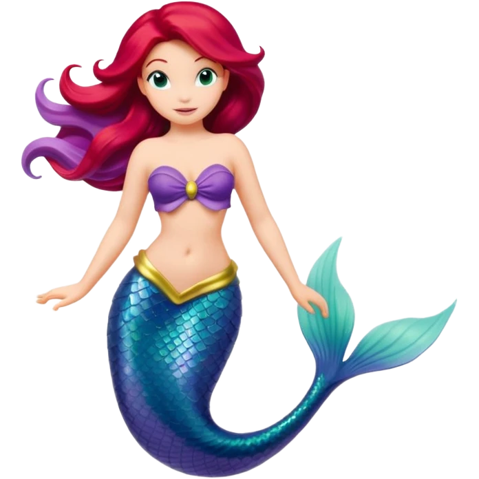 Isolated, detailed illustration of the most incredibly stunningly beautiful and vibrant Disney mermaid Ariel 
figurine imaginable, toy style. emoji